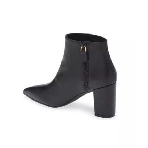 NEW STUART WEITZMAN LINSI Ankle BOOTS Black Leather Zip Bootie Size 8.5 B EU 39 - Picture 2 of 6